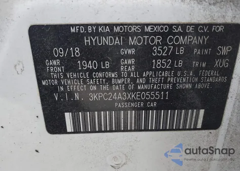 2019 Hyundai Accent Se from USA, damaged, VIN 3KPC24A3XKE055511